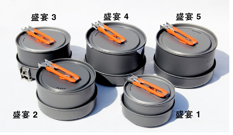 火枫 盛宴1、2、3、4、5全系列多人套锅 不粘锅 带水壶 野餐锅具